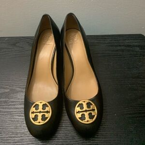 Tory Burch Block Heel Pumps with Signature Medallion
